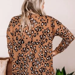 No Ship Drop Ship When You Know, You Know Mocha Leopard Knit Top