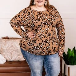No Ship Drop Ship When You Know, You Know Mocha Leopard Knit Top