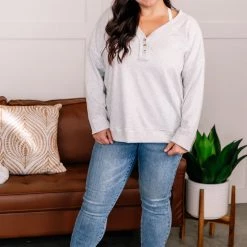 No Ship Drop Ship Long Story Short Fleece Henley Top