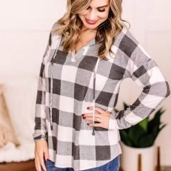 No Ship Drop Ship New Arrivals Weather The Storm Hooded Top In Charcoal + Ivory