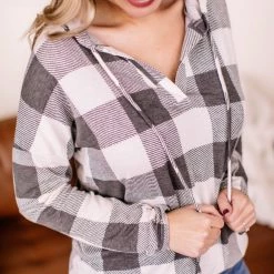 No Ship Drop Ship New Arrivals Weather The Storm Hooded Top In Charcoal + Ivory