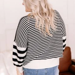 No Ship Drop Ship New Arrivals That Was Easy Black & White Striped Pullover Sweater 23 No Ship Drop Ship New Arrivals That Was Easy Black & White Striped Pullover Sweater
