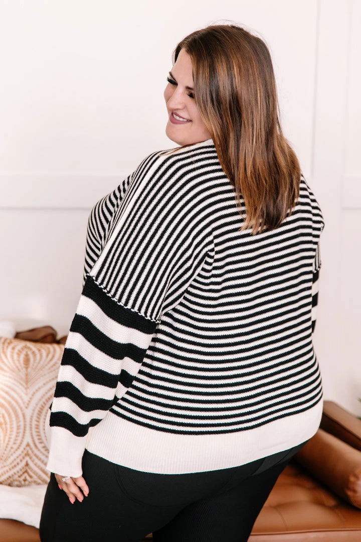 No Ship Drop Ship New Arrivals That Was Easy Black & White Striped Pullover Sweater 13 No Ship Drop Ship New Arrivals That Was Easy Black & White Striped Pullover Sweater
