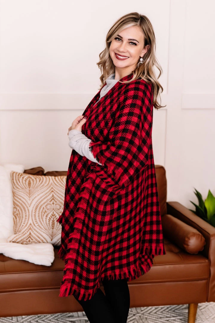 No Ship Drop Ship Double Down Black & Red Plaid Kimono 7 No Ship Drop Ship Double Down Black & Red Plaid Kimono