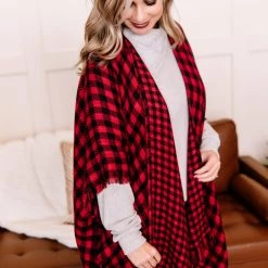 No Ship Drop Ship Double Down Black & Red Plaid Kimono 18 No Ship Drop Ship Double Down Black & Red Plaid Kimono