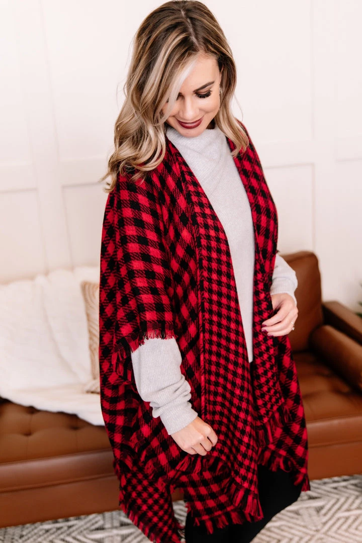 No Ship Drop Ship Double Down Black & Red Plaid Kimono 8 No Ship Drop Ship Double Down Black & Red Plaid Kimono