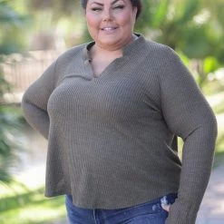 Boutique Simplified Olive Thumbhole Gabby