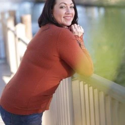 Boutique Simplified Cuffed With Love Rust Henley