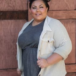 Boutique Simplified Vintage Wash Stone Shacket New Arrivals