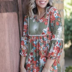 Boutique Simplified New Arrivals Fall Picnic 3/4 Sleeve Top