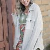 Boutique Simplified Vintage Wash Stone Shacket New Arrivals