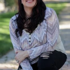 Boutique Simplified New Arrivals Zigs And Zags Long Sleeve Top