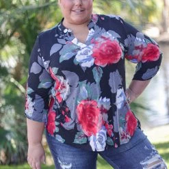 Boutique Simplified New Arrivals Floral Treasure 3/4 Sleeve Gabby