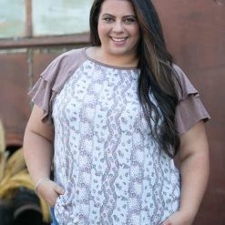 Boutique Simplified Earthy Tones Flutter Sleeve