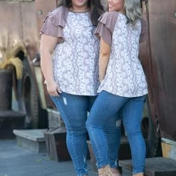 Boutique Simplified Earthy Tones Flutter Sleeve