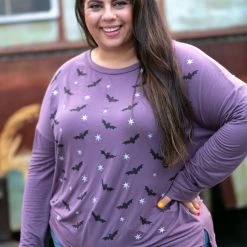Boutique Simplified Batty For You Long Sleeve Top