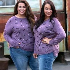 Boutique Simplified Batty For You Long Sleeve Top