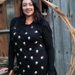 Boutique Simplified Skulls & Roses Thumbhole Top New Arrivals