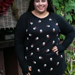 Boutique Simplified Skulls & Roses Thumbhole Top New Arrivals