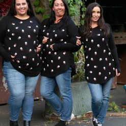 Boutique Simplified Skulls & Roses Thumbhole Top New Arrivals