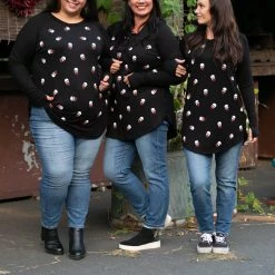 Boutique Simplified Skulls & Roses Thumbhole Top New Arrivals