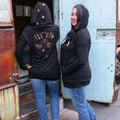 Boutique Simplified Eye On You Zip Up Hoodie