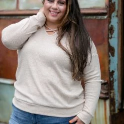 Boutique Simplified All The Feels Pullover In Taupe New Arrivals