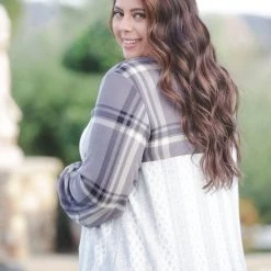 Boutique Simplified New Arrivals Peek Of Plaid Long Sleeve