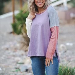 Boutique Simplified Dyed With Spring Color Block Top New Arrivals