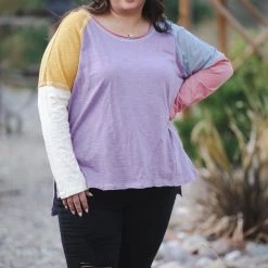 Boutique Simplified Dyed With Spring Color Block Top New Arrivals