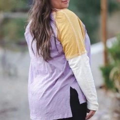 Boutique Simplified Dyed With Spring Color Block Top New Arrivals