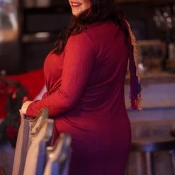 Boutique Simplified Wine & Dine Sweater Midi Dress