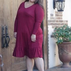 Boutique Simplified Wine & Dine Sweater Midi Dress