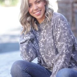 Boutique Simplified Winter Vines Mock Neck Sweater