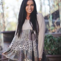 Boutique Simplified Wild About Patches Ruffle Tunic New Arrivals