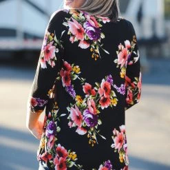 Boutique Simplified Vibrant Blooms 3/4 Sleeve New Arrivals
