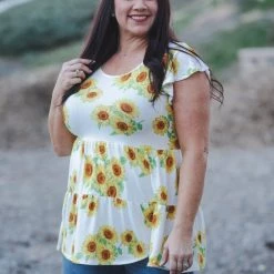 Boutique Simplified New Arrivals Sunflower Fields Tiered Tunic