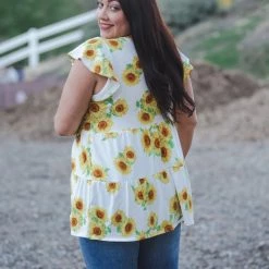 Boutique Simplified New Arrivals Sunflower Fields Tiered Tunic
