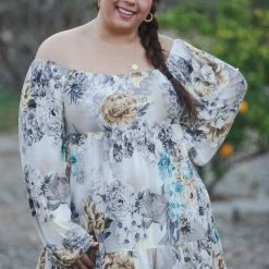 Boutique Simplified Sketched In Floral Ruffle Tunic New Arrivals