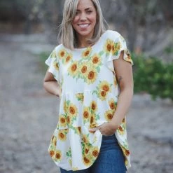 Boutique Simplified New Arrivals Sunflower Fields Tiered Tunic