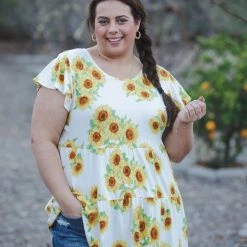 Boutique Simplified New Arrivals Sunflower Fields Tiered Tunic