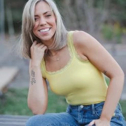 Boutique Simplified Sunshine Lace Tank Bodysuit