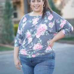 Boutique Simplified New Arrivals Scrunched With Roses Dolman