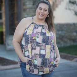 Boutique Simplified Joy With Paisley Halter Top