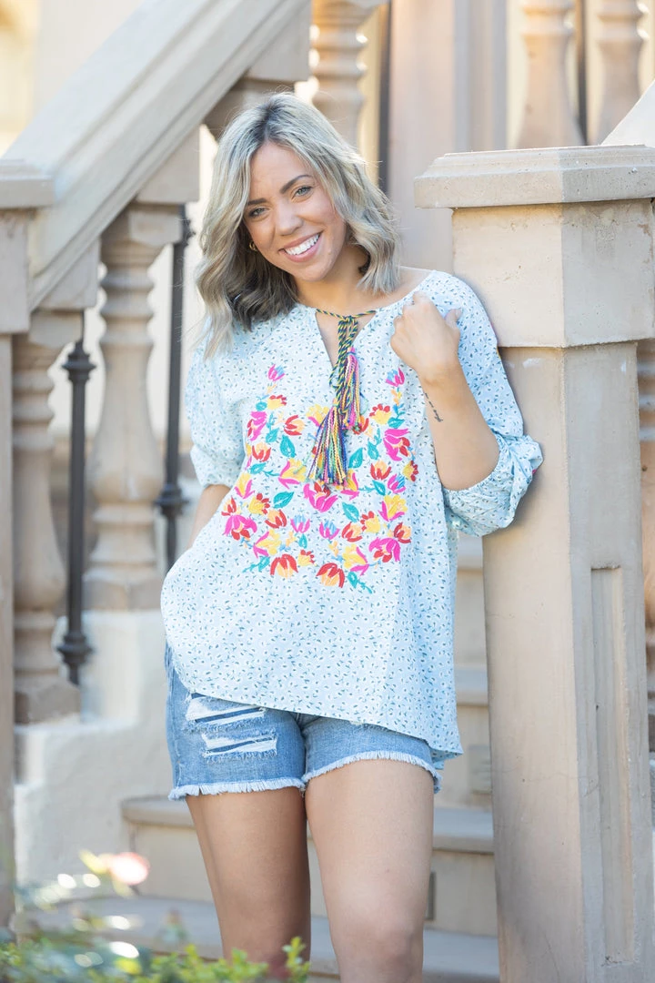 Boutique Simplified Fiesta Time Embroidered 3/4 Sleeve New Arrivals 3 Boutique Simplified Fiesta Time Embroidered 3/4 Sleeve New Arrivals