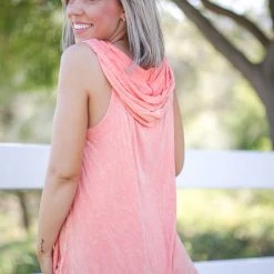 Boutique Simplified Captivating Coral Sleeveless Hoodie New Arrivals