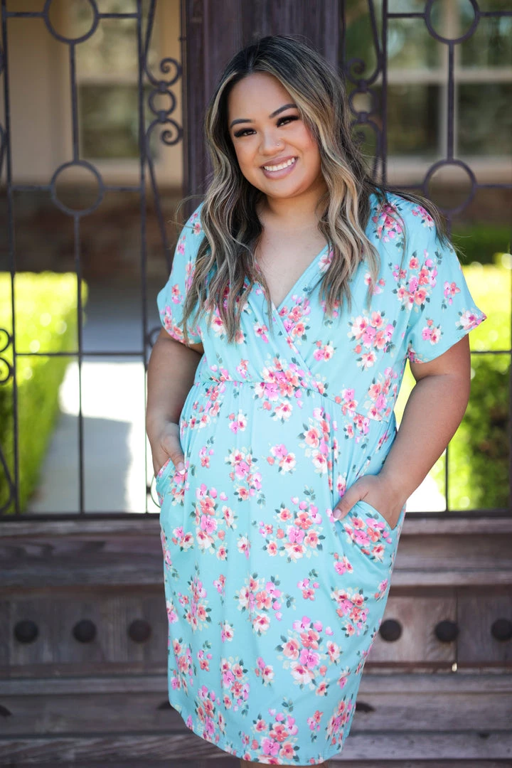 Boutique Simplified New Arrivals Aqua Beauty Surplice Dress 7 Boutique Simplified New Arrivals Aqua Beauty Surplice Dress