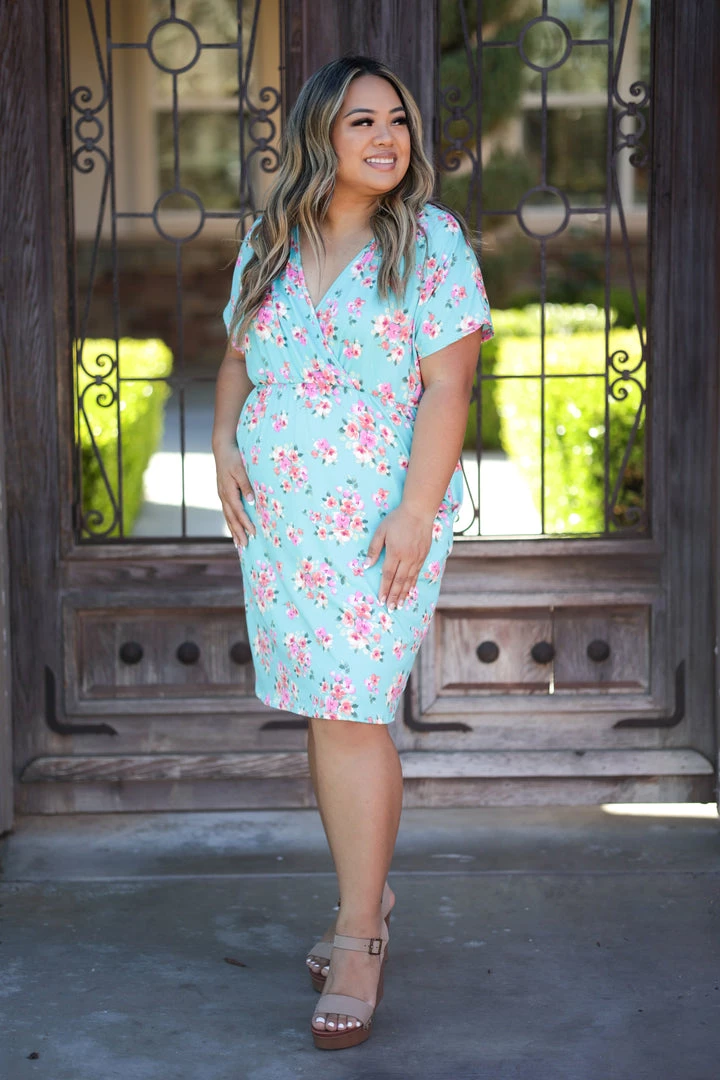 Boutique Simplified New Arrivals Aqua Beauty Surplice Dress 3 Boutique Simplified New Arrivals Aqua Beauty Surplice Dress