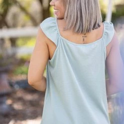 Boutique Simplified New Arrivals Sage Infusion Flutter Sleeve