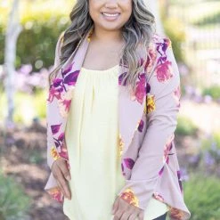 Boutique Simplified Blazer Of Glory - Taupe Floral New Arrivals